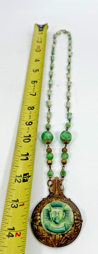 Antique Art Deco Neiger Bros. Czech Glass Egyptian Revival Necklace Gold Tone - Picture 10 of 10