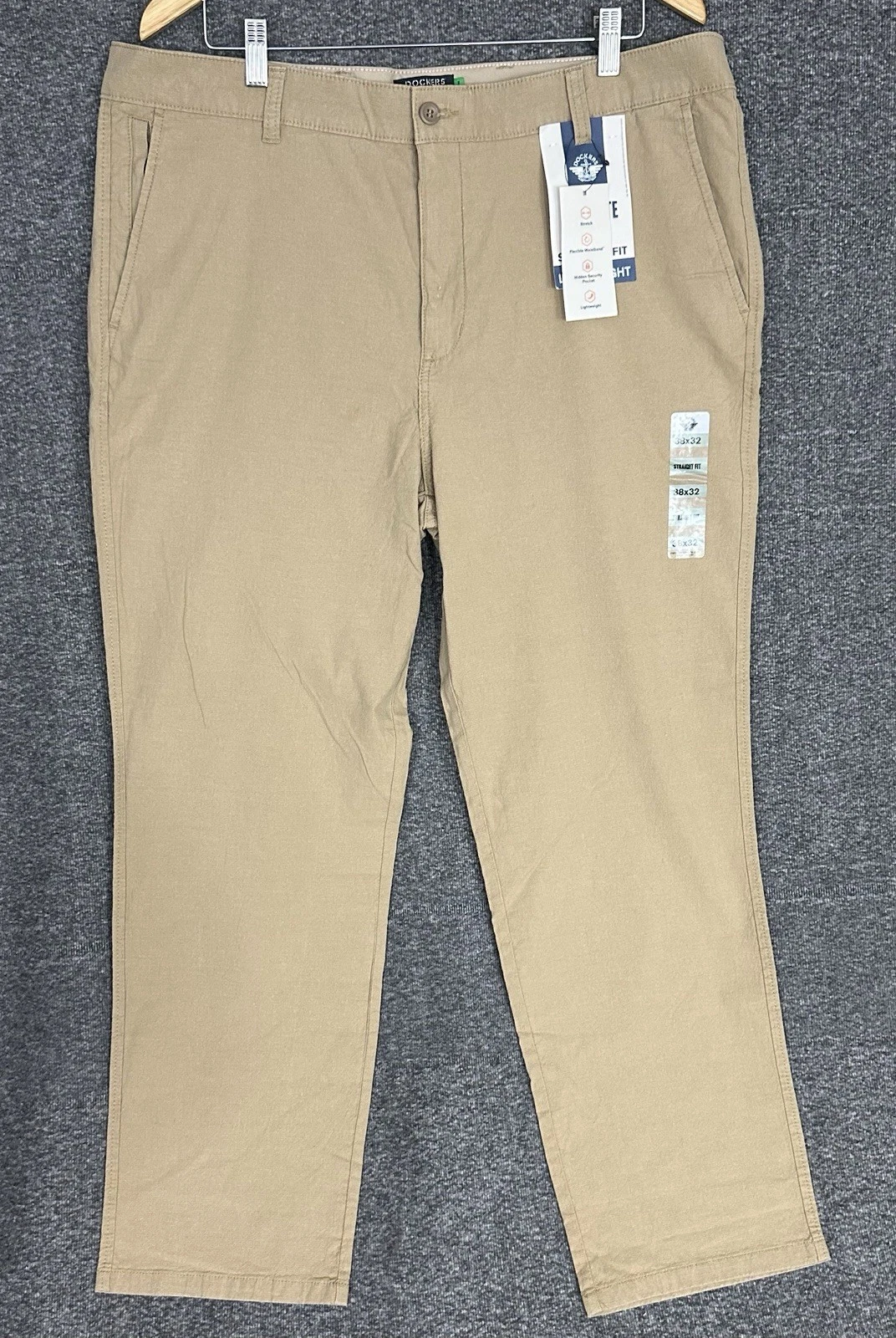 Dockers Ultimate Chino Pants Men’s 38x32 Straight Fit Khaki Lightweight Stretch