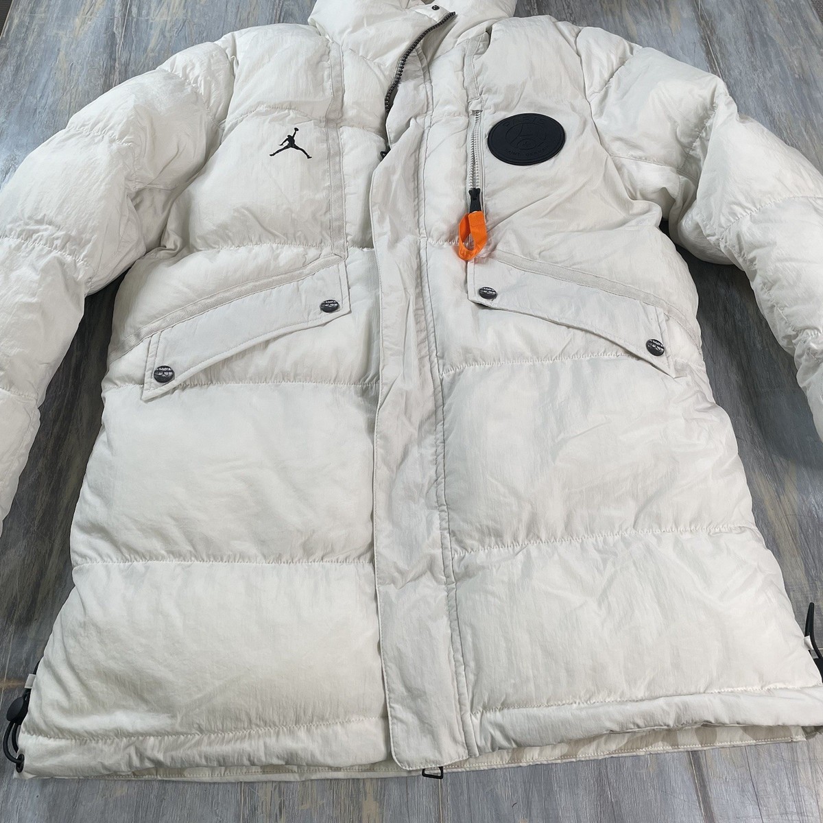 Jordan PSG Puffer Jacket Mens Size Medium Beige Paris Saint