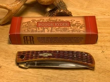 Rough Ryder Large Amber Bone Work Knife Linerlock 4 5/8" Pocket Knife RR772