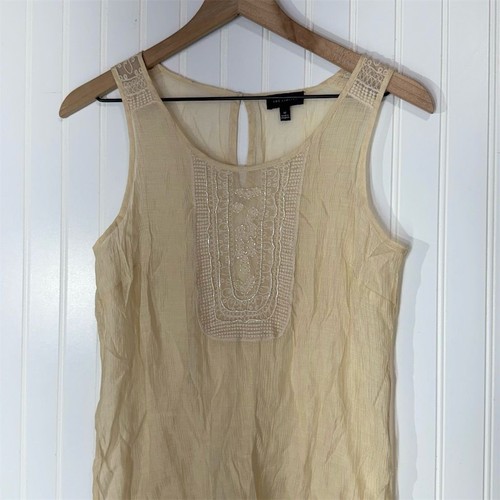 The Limited Beige Lace Boho Tank Top M Indie Coastal Cowgirl Indie Neutral Sheer - Picture 2 of 10