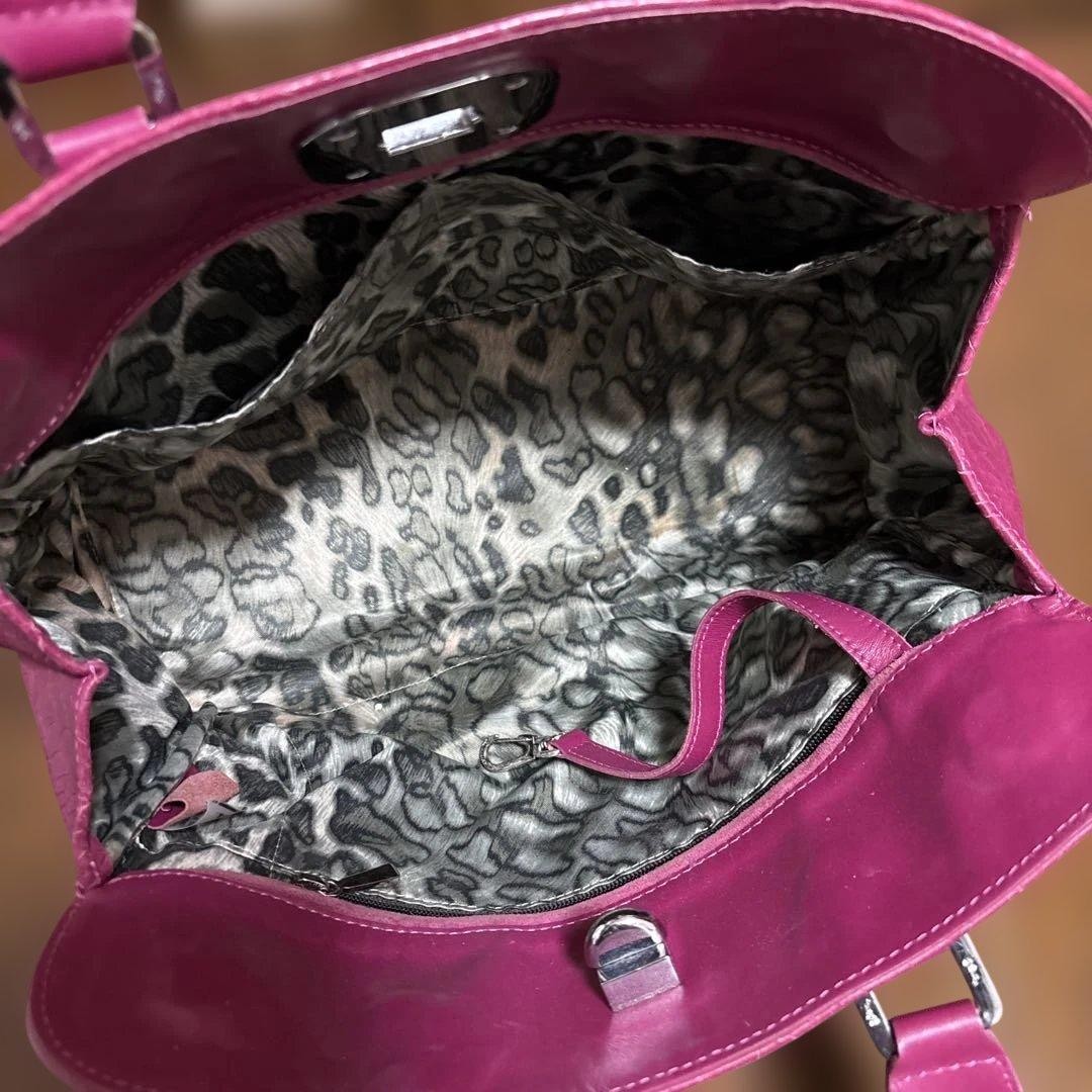 Longchamp Leather Handbag Python Embossed Pink Re… - image 2