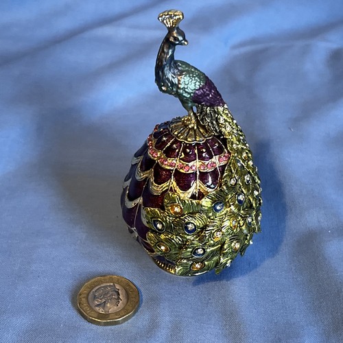 Peacock Trinket Box Ornament Gift. Metal Enamel - Picture 6 of 6