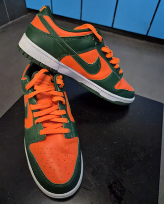 Nike Dunk Low Miami Hurricanes DD1391-300 Size 12 Green Orange Great Shape 