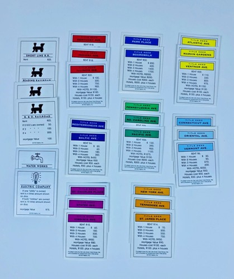 #ad MONOPOLY PROPERTY CARDS FULL SET FROM VINTAGE MONOPOLY GAME $9.89