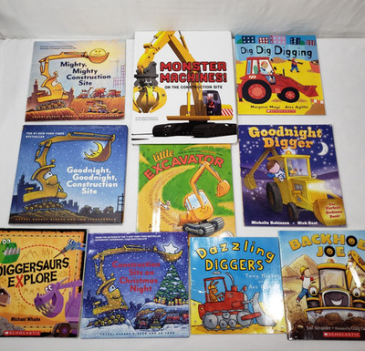 Kids Books About Construction Trucks Lot Of 10 Vehicles Diggers Machines Boys