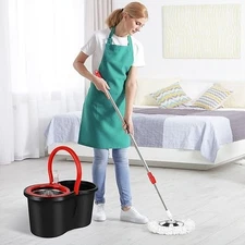 Spin Mop and Bucket with Wringer Set, 360° Spinning Mop Bucket System with 3 Mic