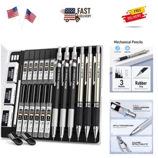 6PCS Art Mechanical Pencil Set, 3PCS Metal Drafting Pencil 0.5 mm & 0.7 mm & ...
