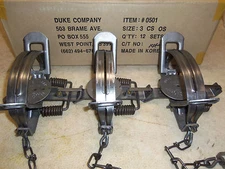 3 New Duke # 3 OFFSET Coil Spring Traps 0501 Coyote Bobcat Lynx Trapping