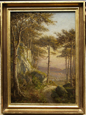 Gebirgswald mit Blick ins Dorf. XIX Jhd.