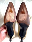 Stuart Weitzman Gold Shiny ‎Satin Leather Pointed Toe Heels Pumps Shoes 7 B — photo 5