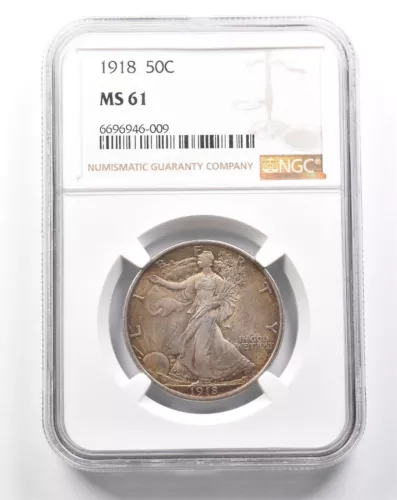 1918 Walking Liberty Half Dollar MS61 NGC Beautifully Toned *2190