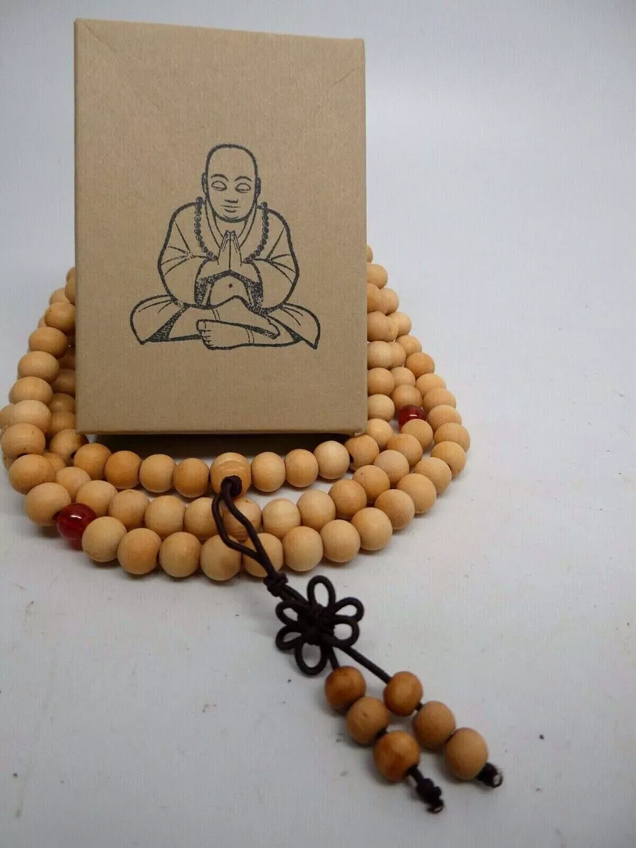 Fragrant White Wood Yoga Meditation Prayer Beads Mala Necklace 30 With Box