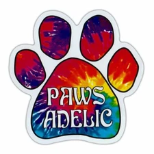 Magnet, Dog/Cat Paw, Paws-Adelic (Hippy, Tie Dye, Peace), 5.5" x 5.5"