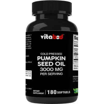 Pumpkin Seed Oil 3000mg 180 Softgels NomGMO Made in USA Cold Pressed Phytosterol