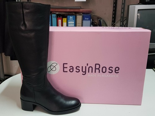EASY'N ROSE by Relaxshoe Stivali con zip in pelle Nera. Tacco 50 n° 35 - Foto 1 di 4