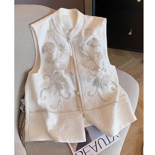 Pailletten Bestickte Weste Damen Chinese Gilet Westen Retro Ärmellos Neu - Bild 7 von 11