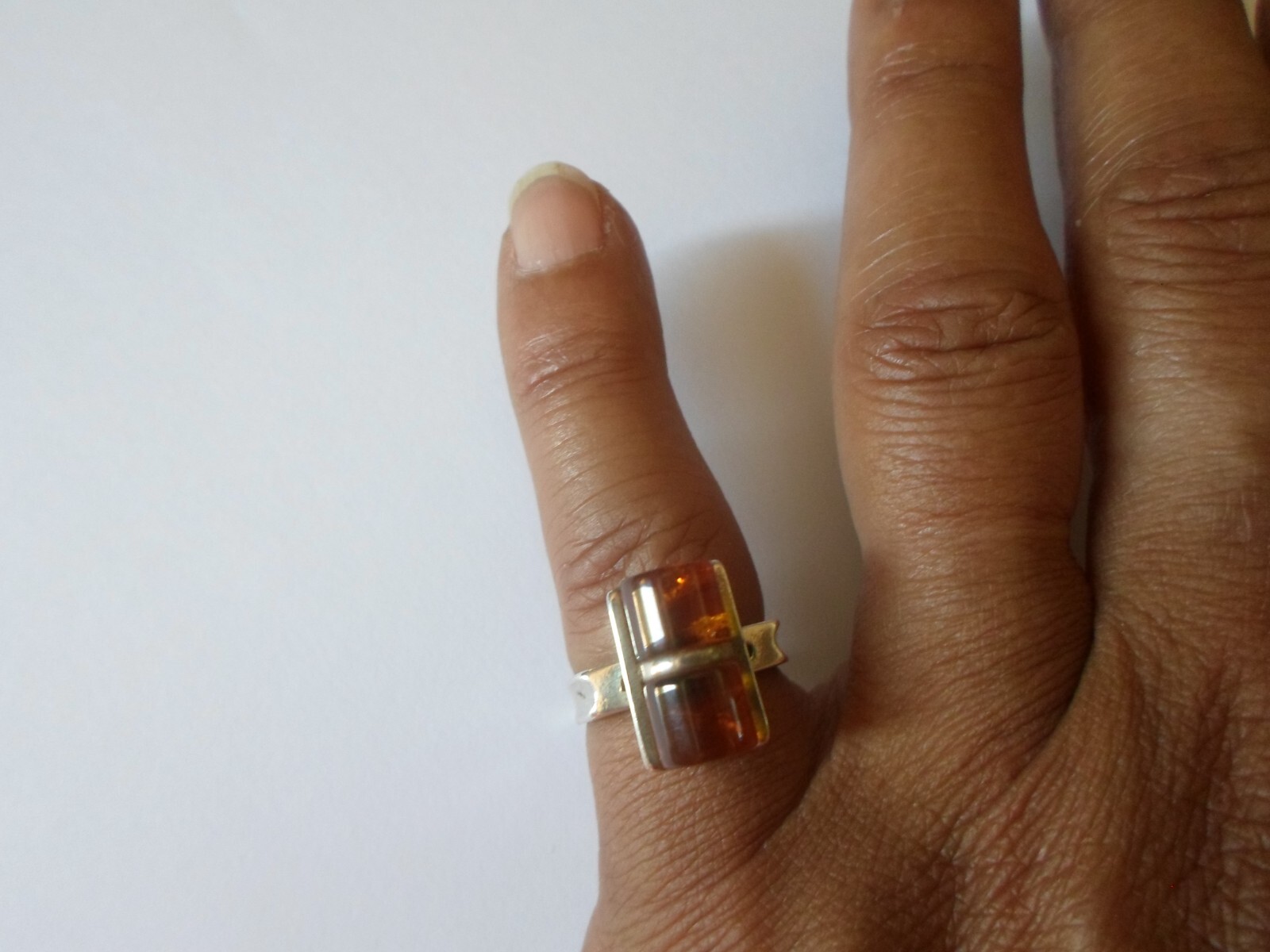 solid silver ring, amber wand, size 49 - image 3