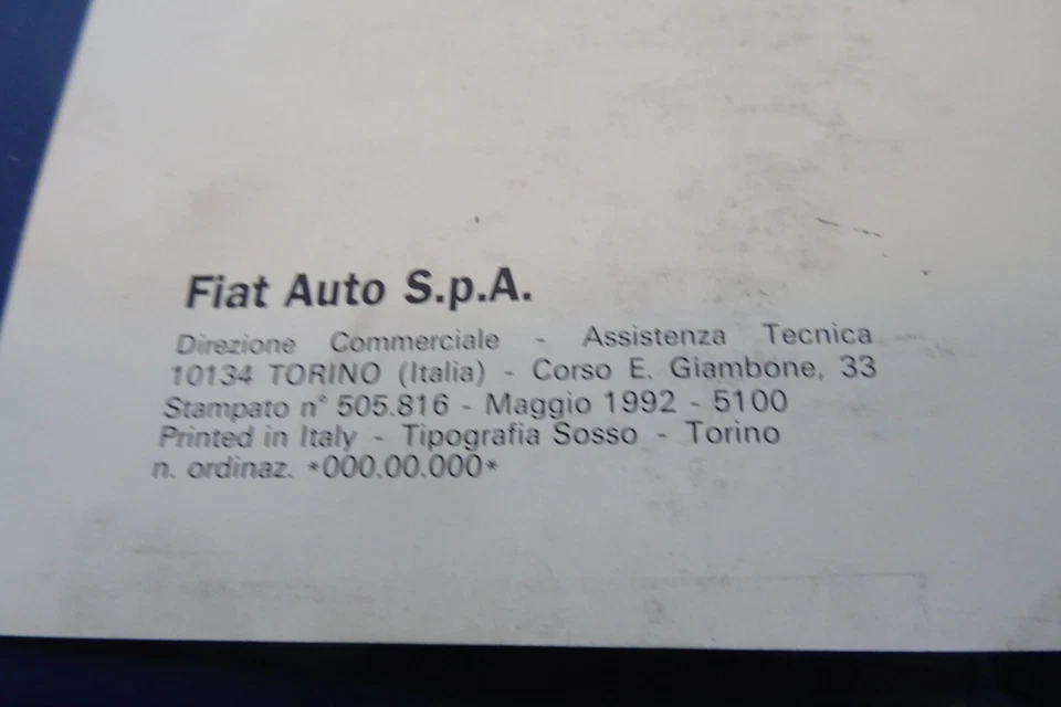 manuale officina Fiat Tempra 4x4 S.W. catalogo assistenza tecnica originale  - Immagine 4 di 4