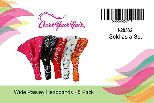 Bandana Headband-Paisley Bandana Headband 5 Assorted Wide Paisley Headbands - Picture 8 of 8