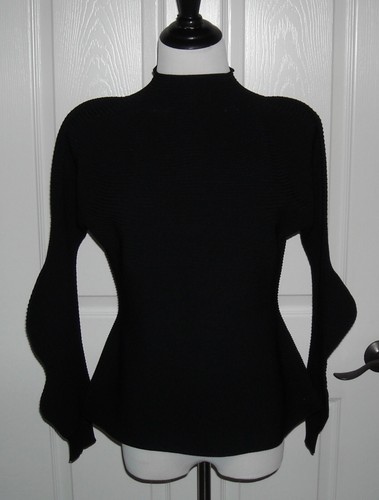 NWOT Women's Issey Miyake Black Concretion Turtleneck Size 2 IM36-KN767 $675 - Picture 3 of 20