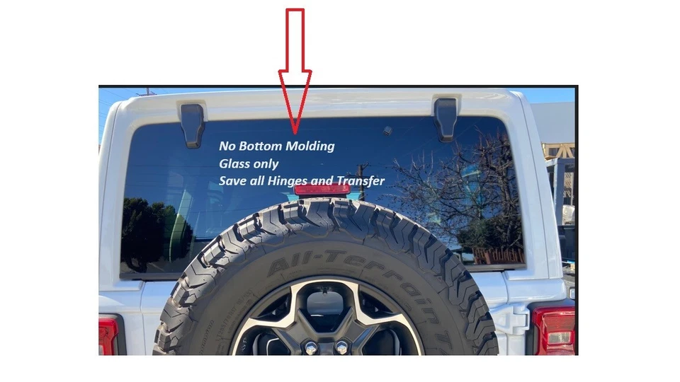 Fit: 2018-2024 Jeep Wrangler Rear Glass Window Heated /No Bottom Molding Foto 3 de 4