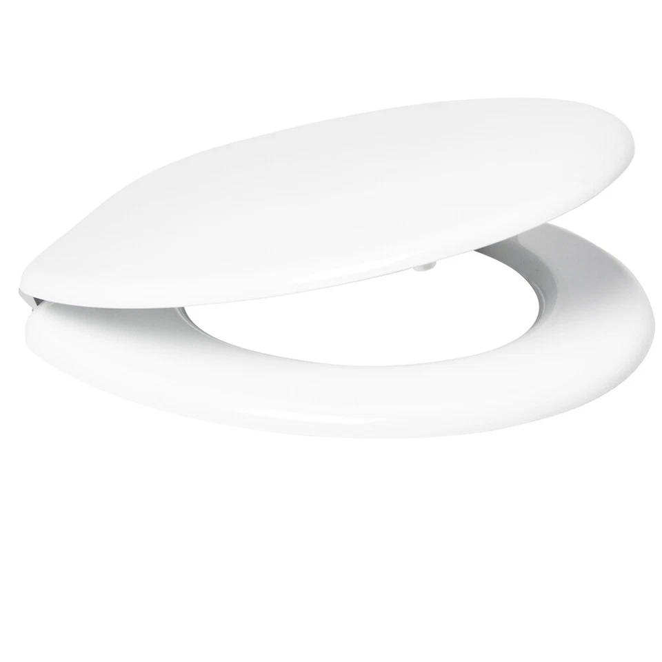 Sedile Wc Copri Water MDF Legno Tavoletta Vaso Universale Bianco Pesante Bagno - Immagine 2 di 4