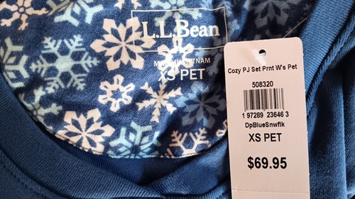WOMENS LL BEAN XS PETITE PAJAMA SET TOP PANTS BLUE WHITE SNOWFLAKE NEW WITH TAGS - Picture 3 of 24