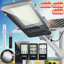 8800W Commercial Solar Street Light Dusk to Dawn Lamp Parking Lot Road Yard Lamp