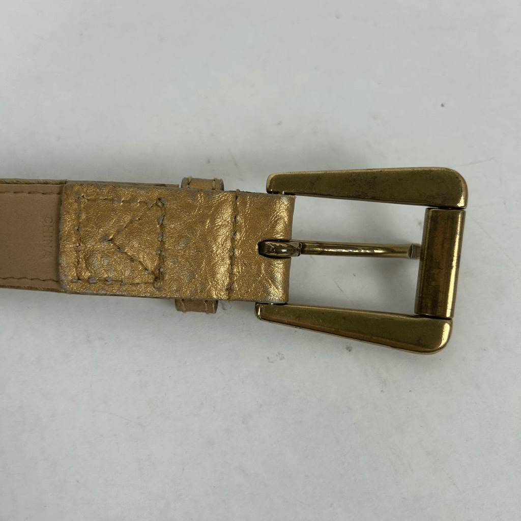Michael Kors Womens Belt Brown Gold Leather & Suede Buckle  display picture 1