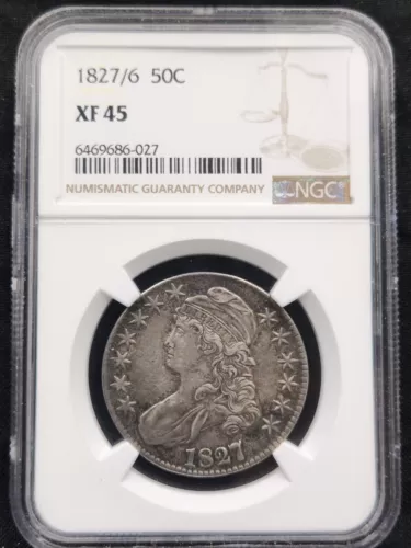 1827/6 Capped Bust Silver 1/2 Half Dollar XF 45 NGC #2448