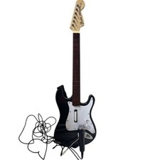 Rockband PS3 Fender Stratoscaster Guitar and Microphone UNTESTED missing back