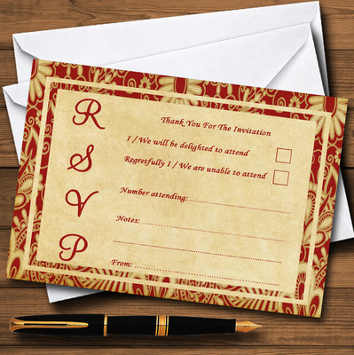 Vintage Royal Red Postkarte Stil personalisierte RSVP Karten
