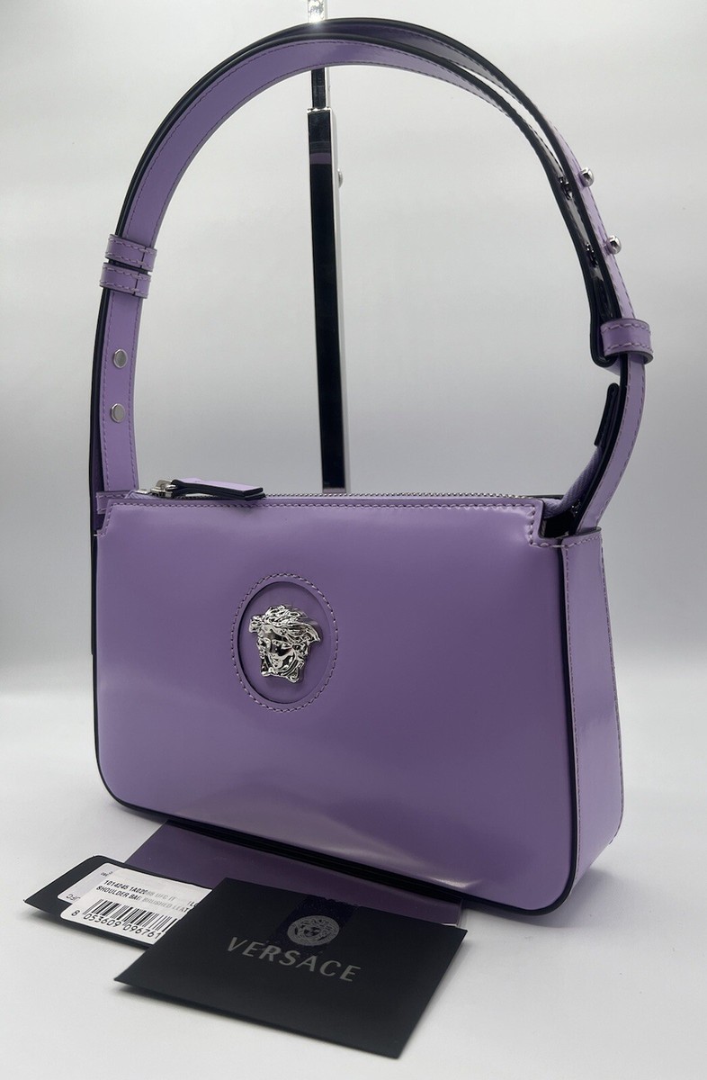 ハンドバッグ VERSACE Woman Handbag Violet 10098191A06487 1LD2P AUTH NWT Versace La Medusa Purple Brushed Leather Hobo Bag