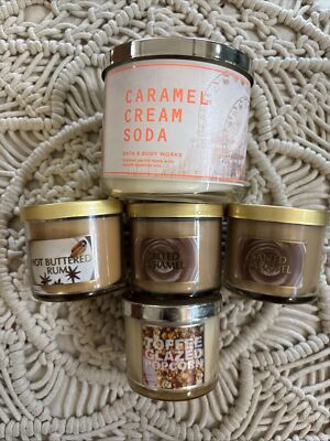 Bath & Body Works White Barn Salted Caramel Hot Buttered Rum Cream Soda Lot