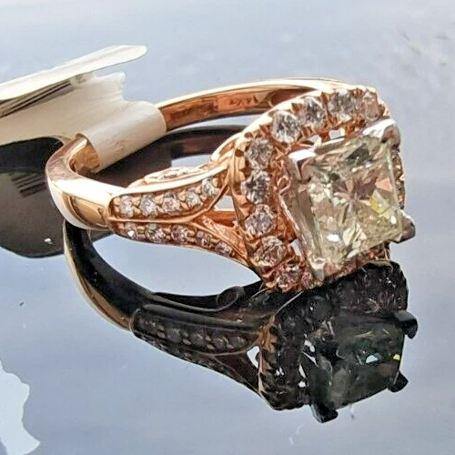 14K ROSE GOLD NATURAL PRINCESS   DIAMOND GIFT FOR HER ENGAGEMENT RING SIZE 5.5 - Image 4 of 4