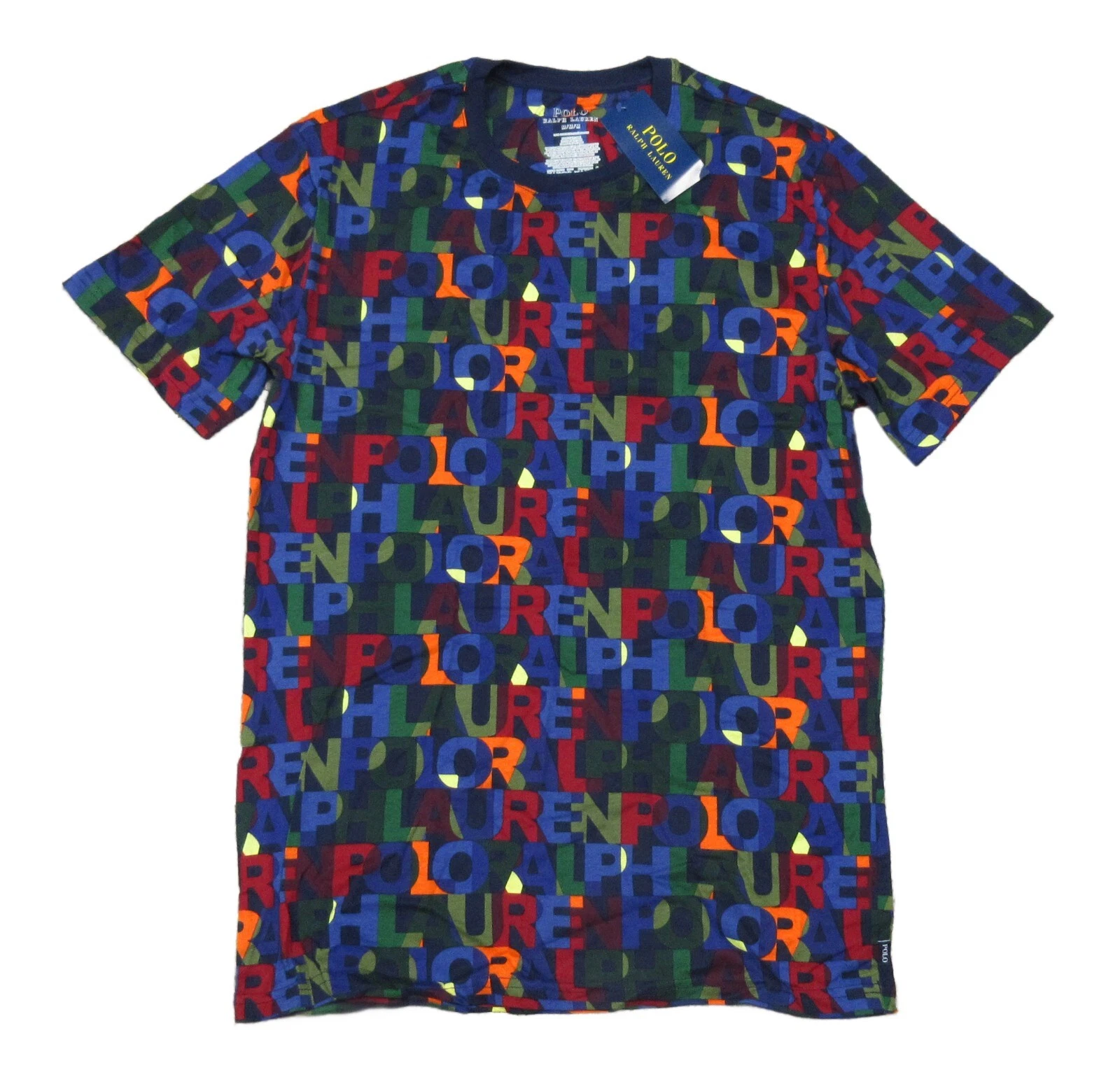 Polo Ralph Lauren Men's Navy All Over Stacked Logo Print Crew-Neck Sleep T-Shirt
