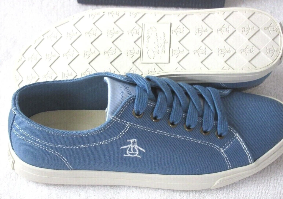 Zapatos de lona azul claro clásicos a rayas Sam originales Penguin para hombre nuevos en caja Foto 4 de 4