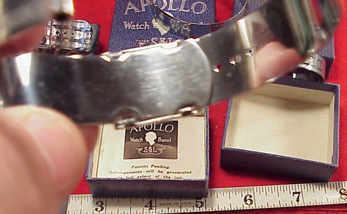 CINTURINI OROLOGIO DA POLSO VINTAGE CROMO 4 APOLLO NERO & LEWIS CINCINNATI ART DECO - Foto 8 di 24