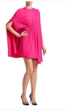 $3980 Valentino Silk Cady Cocktail Dress w/ Ruched Waist &Cape- NWT SZE 6