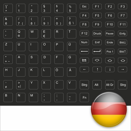 TASTATURAUFKLEBER GERMAN DEUTSCH FÜR NOTEBOOK SCHWARZE TASTATUR KEYSTICKER BLACK - Bild 1 von 1