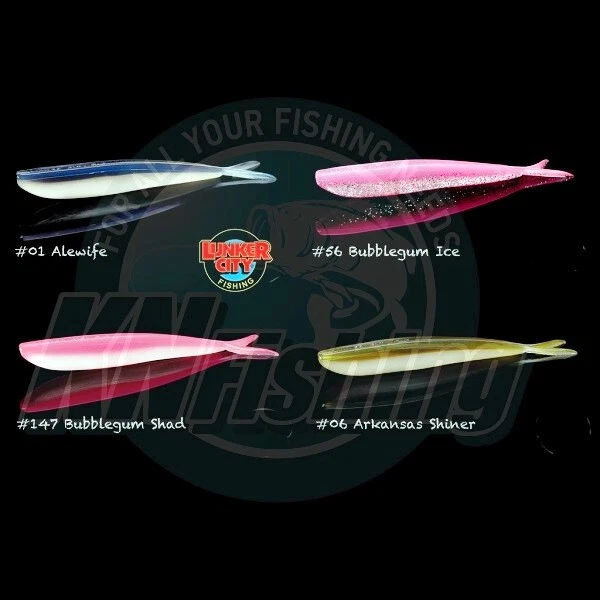 Señuelo de silicona suave LUNKER CITY FIN-S FISH 2,5' lubina giratoria agua dulce EE. UU. Foto 2 de 3