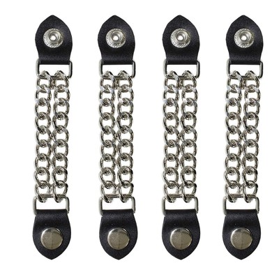 EXCELSIOR Unisex Metal And Leather Chrome Durable Motorcycle Vest Extenders P...