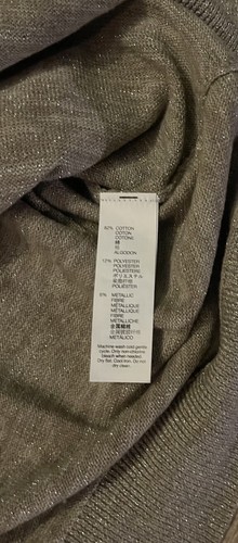 Gap Women's XL Sweater Tan Gold Sparkle V Neck Holiday 3/4 Sleeve Cotton - Picture 4 of 6