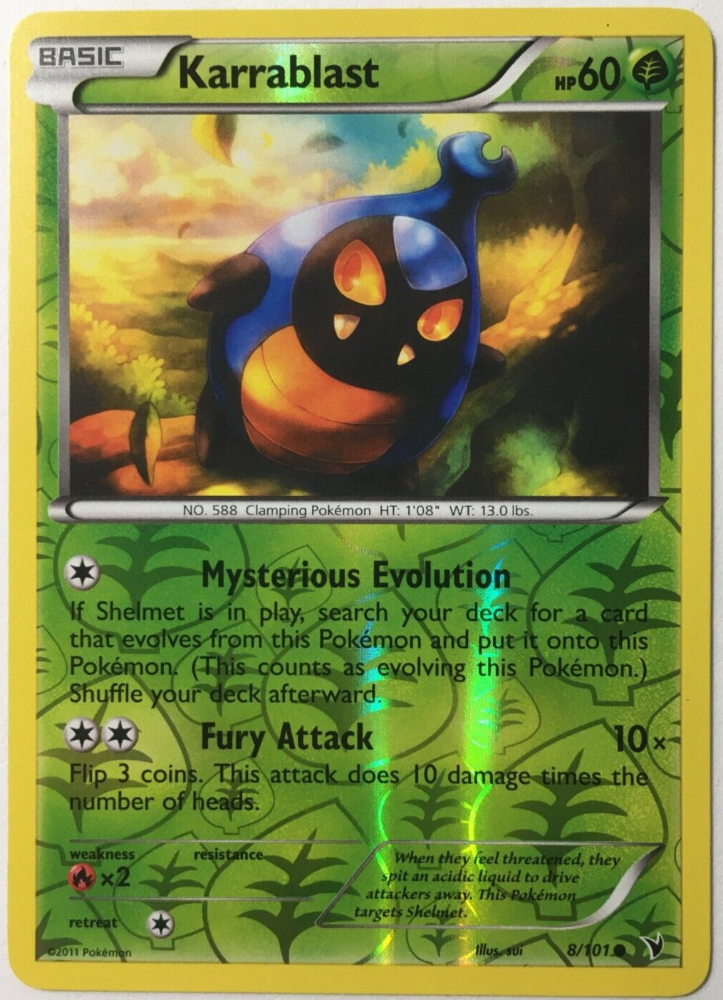 POKEMON KARRABLAST 8/101 NOBLE VICTORIES COMMON REVERSE HOLO NEAR MINT