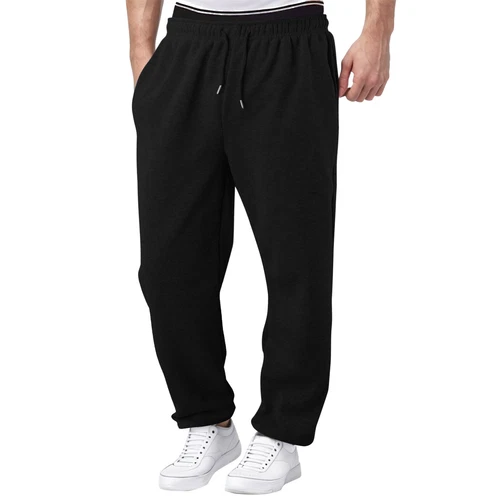 Herren Fleece gefütterte Jogginghose weites gerades Bein Hose unten Sweatpants Jogger - Bild 3 von 54