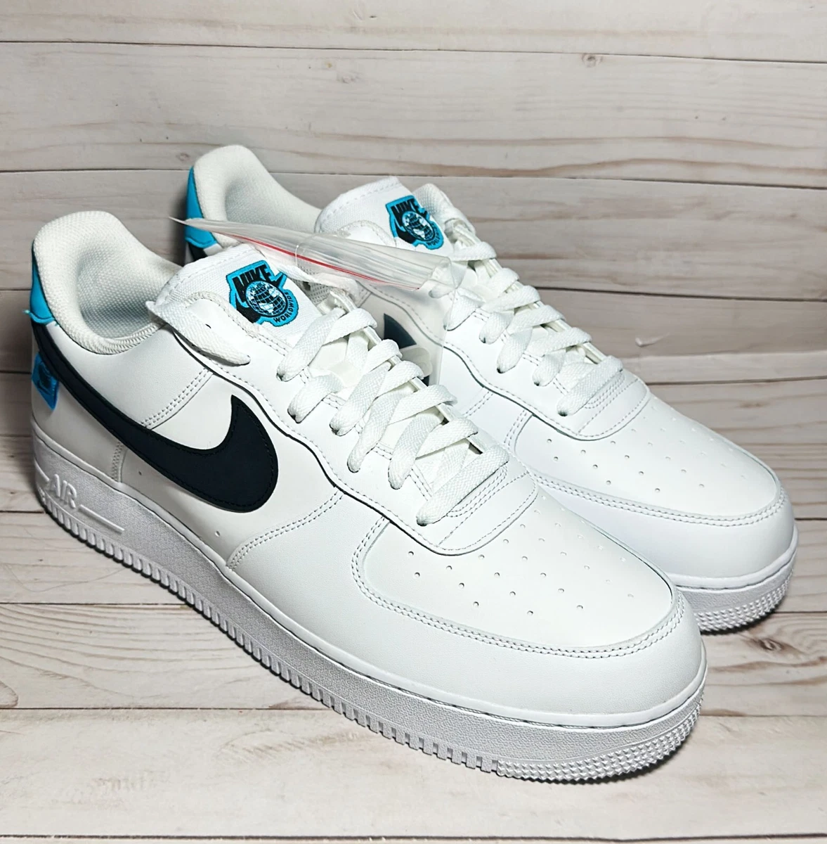 Nike Air Force 1 '07 WW Worldwide White Black Blue CK7648-100 Men's Size 13