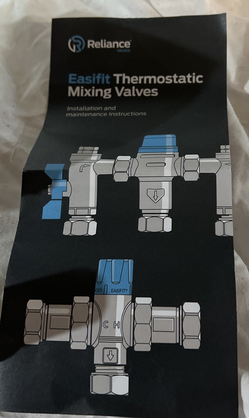 Reliance Thermostatic Mixing Valve Easifit HEAT112010 15mm 2in1