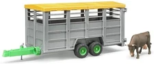 Bruder Livestock Trailer Vehicle with 1 Cow, Brown/Black, One Size