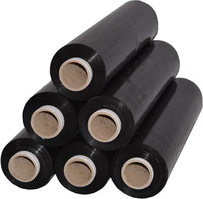 Freiziel® 6 x Rollen Stretchfolie Verpackungsfolie 23 my 2,5 kg Schwarz